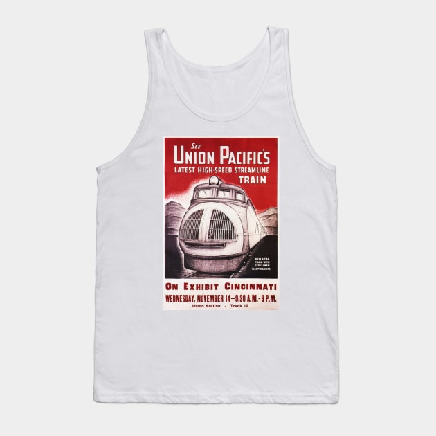 Union Pacific Latest High Speed Streamline Train Advertisement Vintage Railway Tank Top by vintageposters